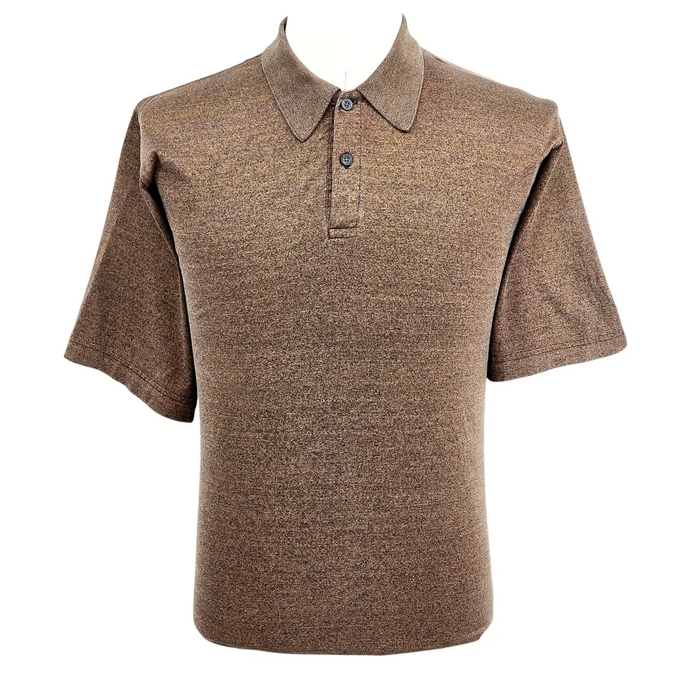 Quiet Luxury Mendocino Polo Shirt Men Brown Heather Short Sleeve - Picture 1 of 9